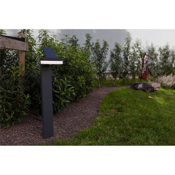 Baliza LED con panel solar ajustable y sensor PIR RUNDA, antracita, redondeo, 12W 1300Lm, 4000K