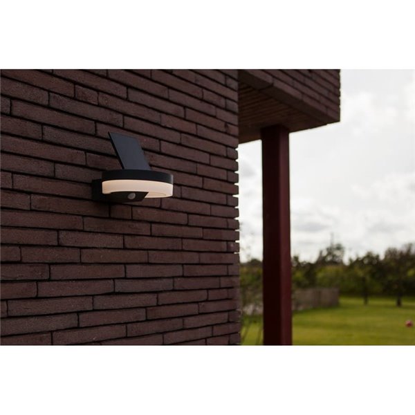 Aplique LED con panel solar ajustable y sensor PIR RUNDA, 12W 1300Lm, 3000K
