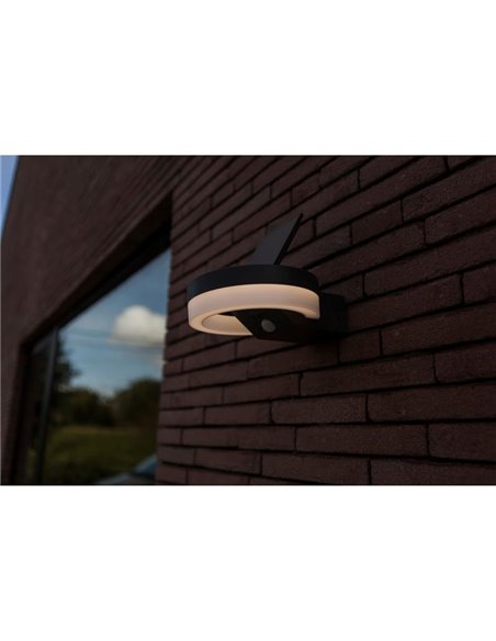 Aplique LED con panel solar ajustable y sensor PIR RUNDA, 12W 1300Lm, 3000K