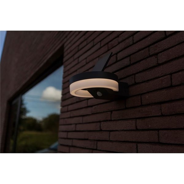 Aplique LED con panel solar ajustable y sensor PIR RUNDA, 12W 1300Lm, 3000K