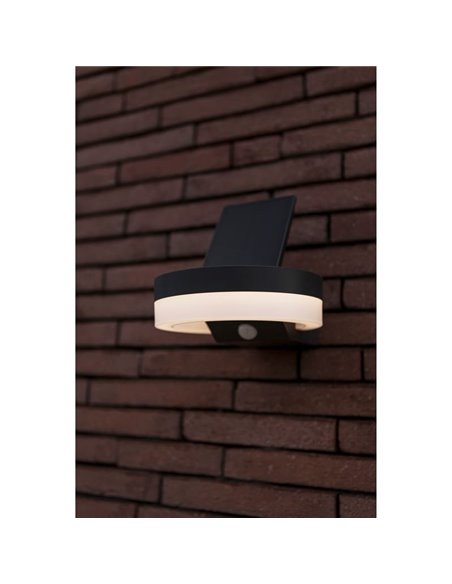 Aplique LED con panel solar ajustable y sensor PIR RUNDA, 12W 1300Lm, 3000K