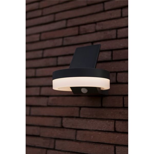 Aplique LED con panel solar ajustable y sensor PIR RUNDA, 12W 1300Lm, 3000K