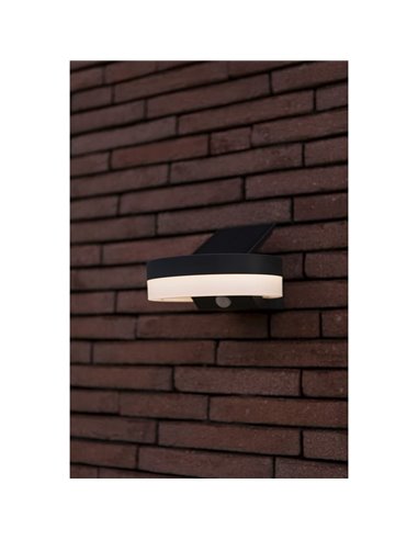 Aplique LED con panel solar ajustable y sensor PIR RUNDA, 12W 1300Lm, 3000K