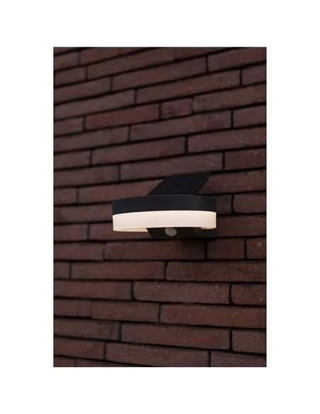 Aplique LED con panel solar ajustable y sensor PIR RUNDA, 12W 1300Lm, 3000K