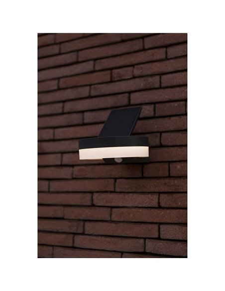 Aplique LED con panel solar ajustable y sensor PIR RUNDA, 12W 1300Lm, 3000K