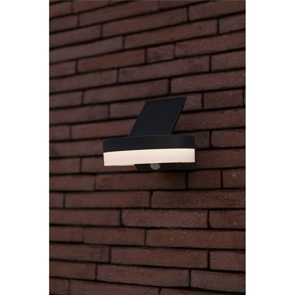Aplique LED con panel solar ajustable y sensor PIR RUNDA, 12W 1300Lm, 3000K