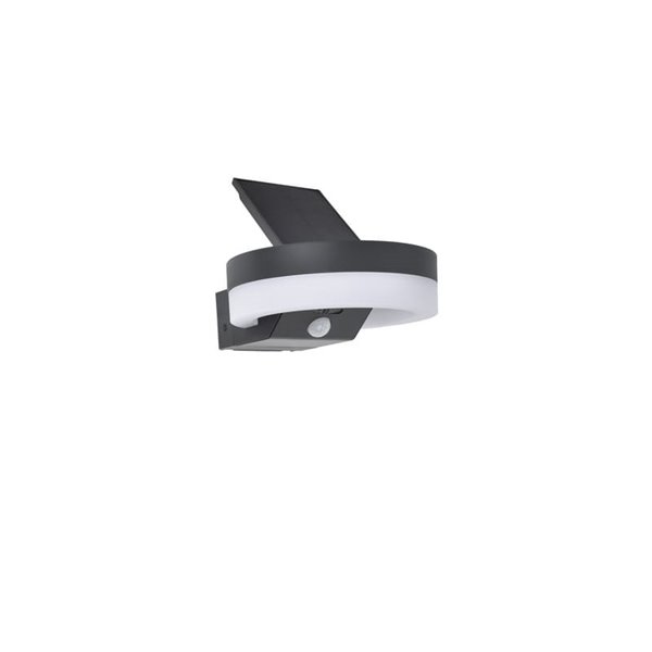 Aplique LED con panel solar ajustable y sensor PIR RUNDA, 12W 1300Lm, 3000K