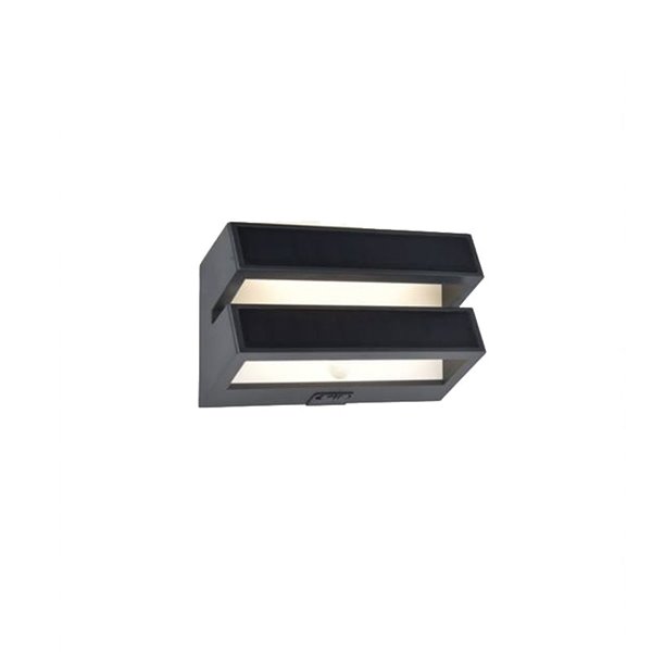Aplique LED de pared doble con panel solar y sensor PIR, BARLO, 8,2W 950Lm, 4000K, gris oscuro