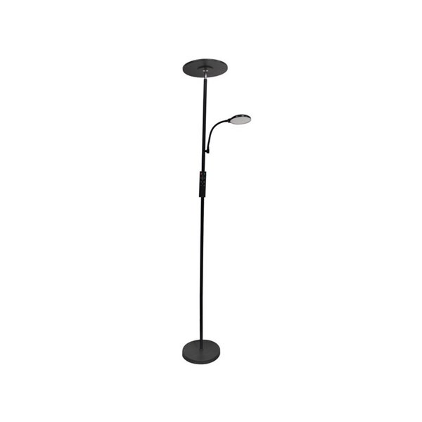 Lampe de salon LED en métal noir avec bras de lecture, VINET 30+6W, 3000Lm, CCT 2700K/4000K/6500K, avec télécommande magnétique