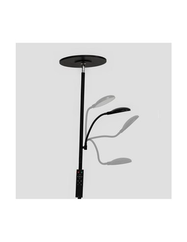 Lámpara de salón LED de metal negro con brazo lector, VINET 30+6W, 3000Lm, CCT 2700K/4000K/6500K, con mando a distancia imantado