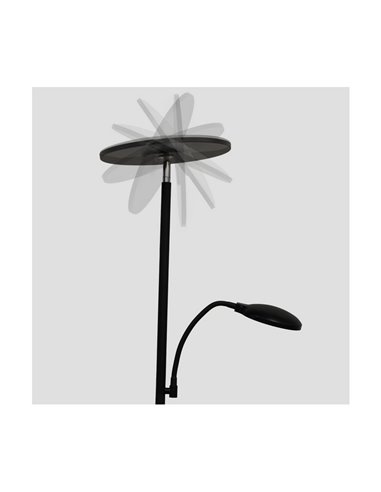 Lámpara de salón LED de metal negro con brazo lector, VINET 30+6W, 3000Lm, CCT 2700K/4000K/6500K, con mando a distancia imantado