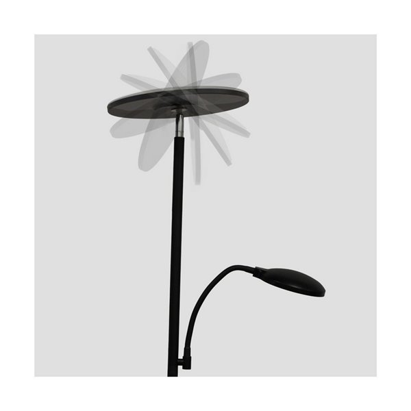 Lámpara de salón LED de metal negro con brazo lector, VINET 30+6W, 3000Lm, CCT 2700K/4000K/6500K, con mando a distancia imantado