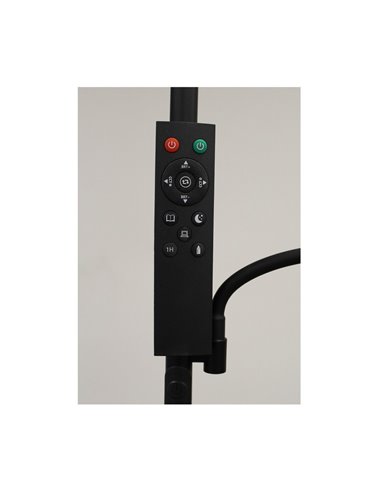 Lámpara de salón LED de metal negro con brazo lector, VINET 30+6W, 3000Lm, CCT 2700K/4000K/6500K, con mando a distancia imantado