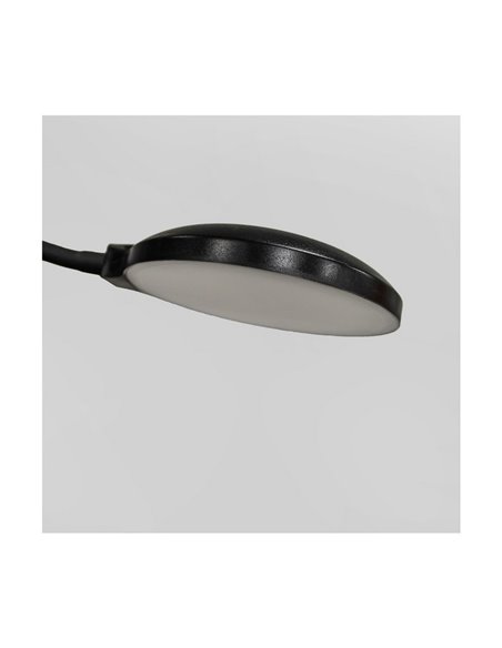 Lámpara de salón LED de metal negro con brazo lector, VINET 30+6W, 3000Lm, CCT 2700K/4000K/6500K, con mando a distancia imantado
