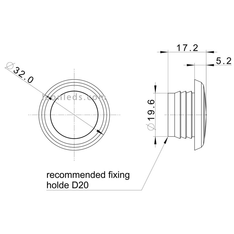 FEU DE GABARIT ROND 1 LED - A ENCASTRER - 5 COULEURS AU CHOIX