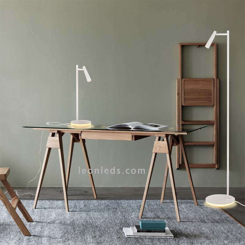 Lampara de pie LED orientable blanca o níquel Panau