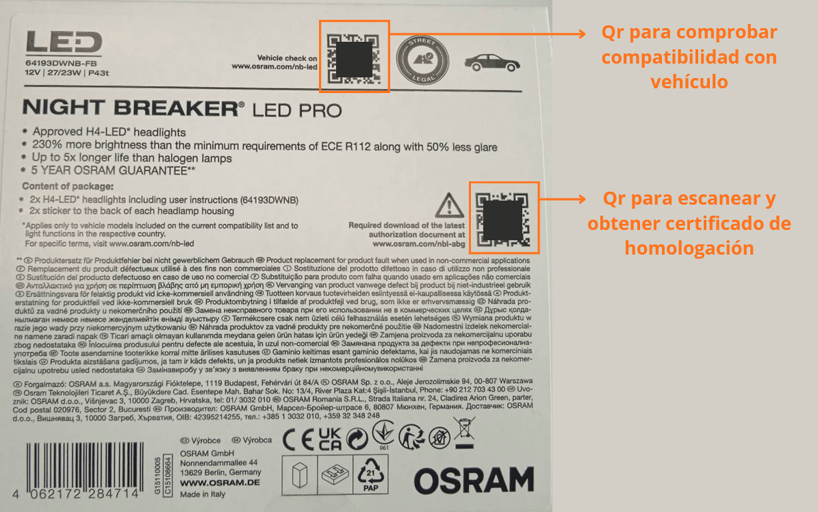 1x H4 LED Bulb Approved NIGHT BREAKER® LED - 64193DWNB - 12V 27/23W 6000K -  APPROVED on public roads - France-Xenon
